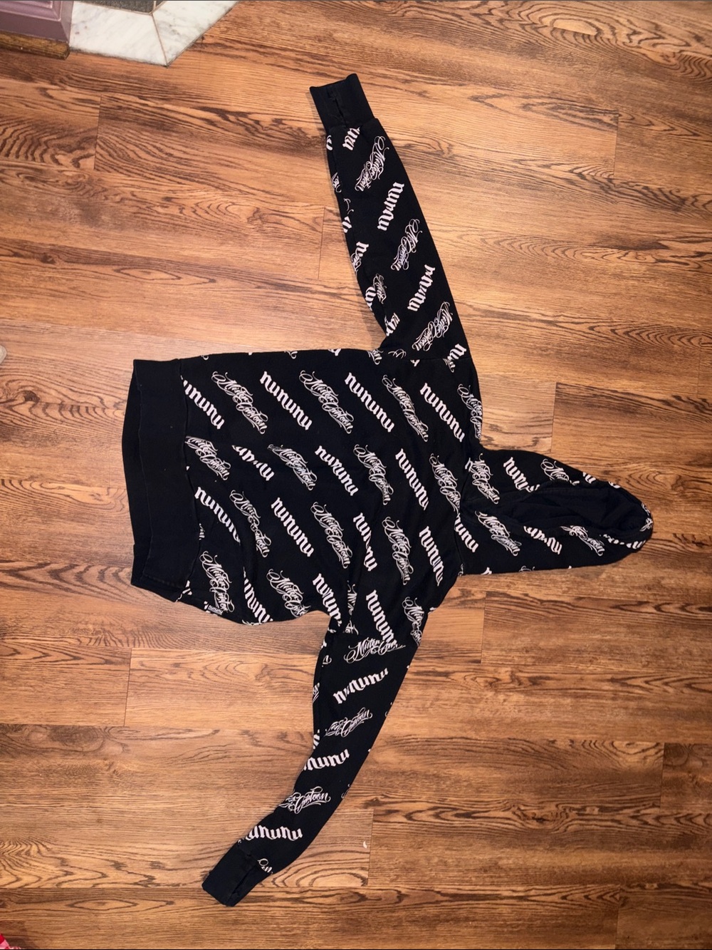 Nununu Black Logo-Print Hooded kids Sweater